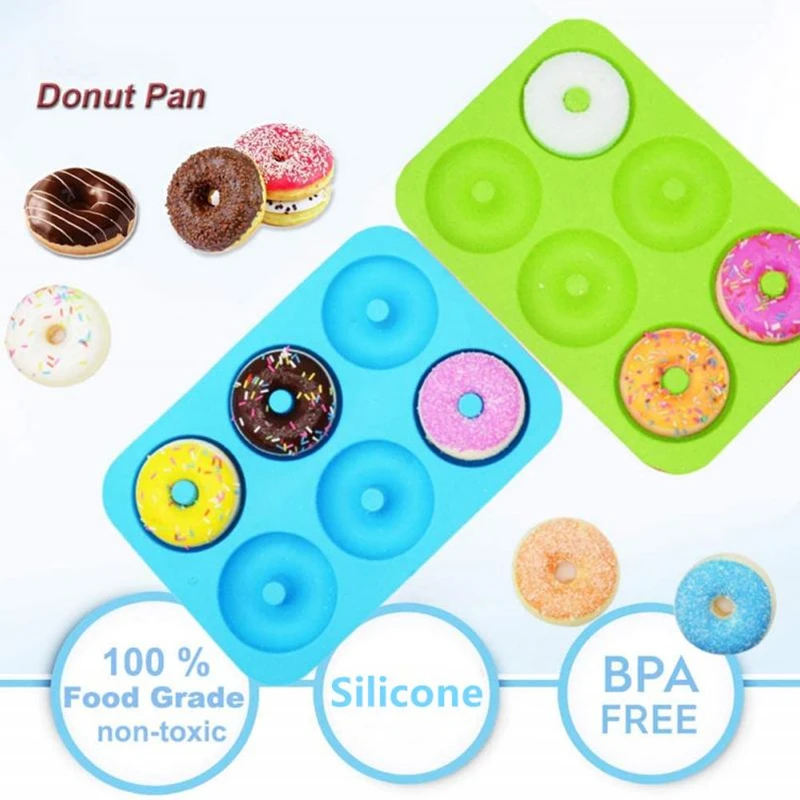 Newest 2/1PC Silicone Muffins Donut Mold 6 Holes Baking Mould Non-Stick Baking Pastry Chocolate Cake Dessert DIY Bakeware Tools