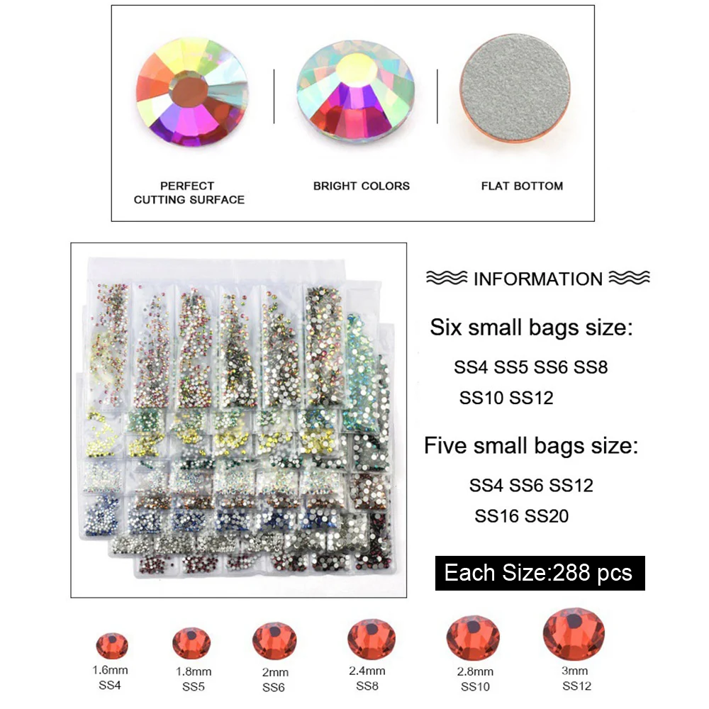 New Nail Art Accessories 6 Grid/Bag of Green Flame Crystal Flat Back Rhinestone Diamond Gem 3D Glitter Nail Charms Decoration