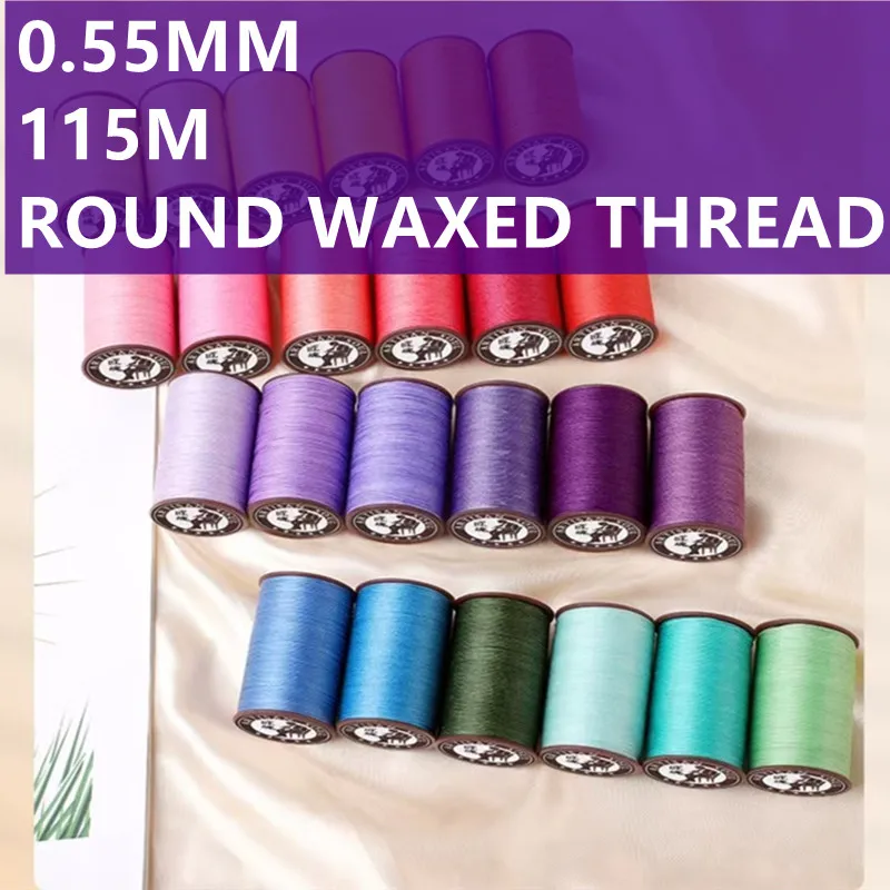 0.55mm 115m Premium Round Waxed Thread Cord for DIY Handmade Leather Craft Jewelry Making Handweaving Bracelet