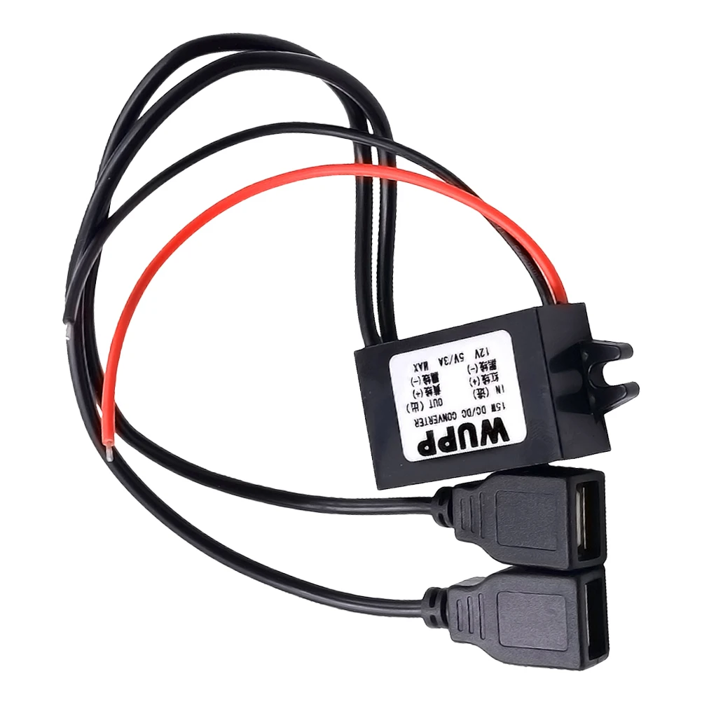 

Dual Usb Dc 12V To 5V Car Power Supply Module Converter 30Cm Cable 3A Output Durable Power Adapter For Car Use 12V To 5V