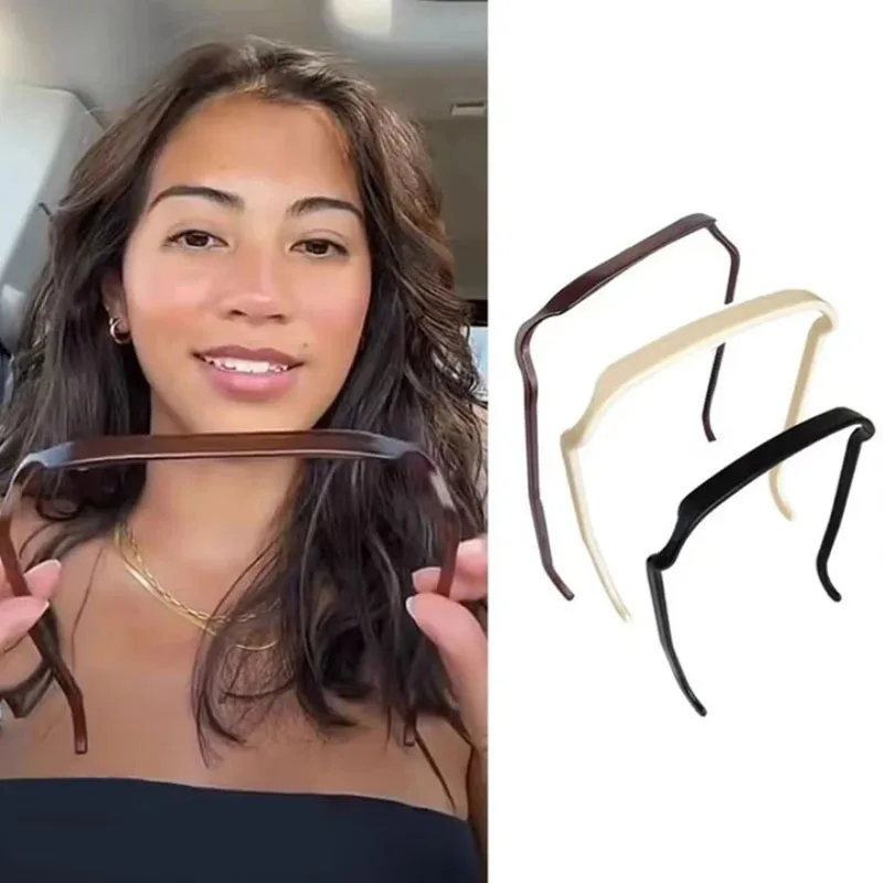 3er-Set Damen-Haarbänder mit quadratischem Brillenstil, farbenfrohe, unsichtbare, feste Haarspangen, Wellen-Haarbänder, Haar-Accessoires
