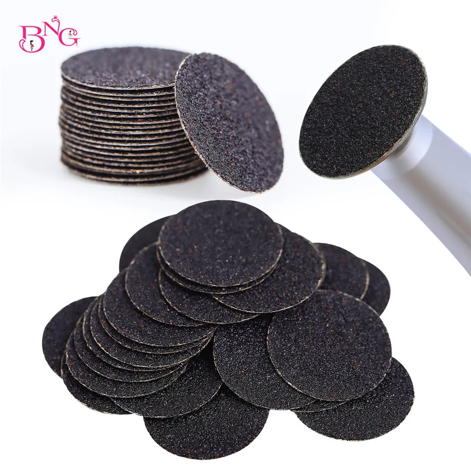 Discos de Papel de Lija Repuestos 3/32'' Eje Disco Metálico para Eliminación de Piel Muerta Callos 25mm Lima de Pies Manicure Pedicure 5