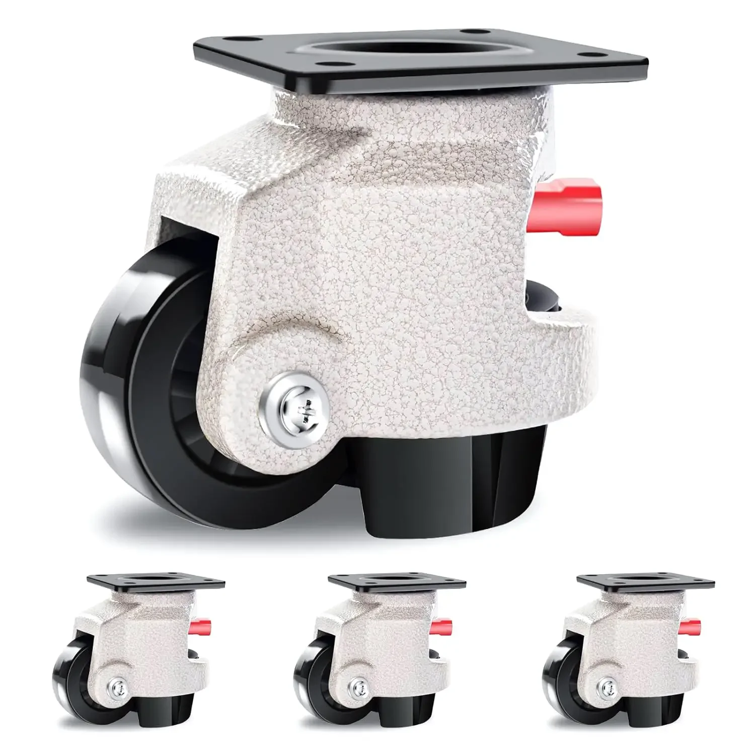 Industrial Grade Leveling Casters Set of 4, Heavy Duty Retractable Casters Wheels with Upgraded Ratchet Arm 6600 LBS, Workbench