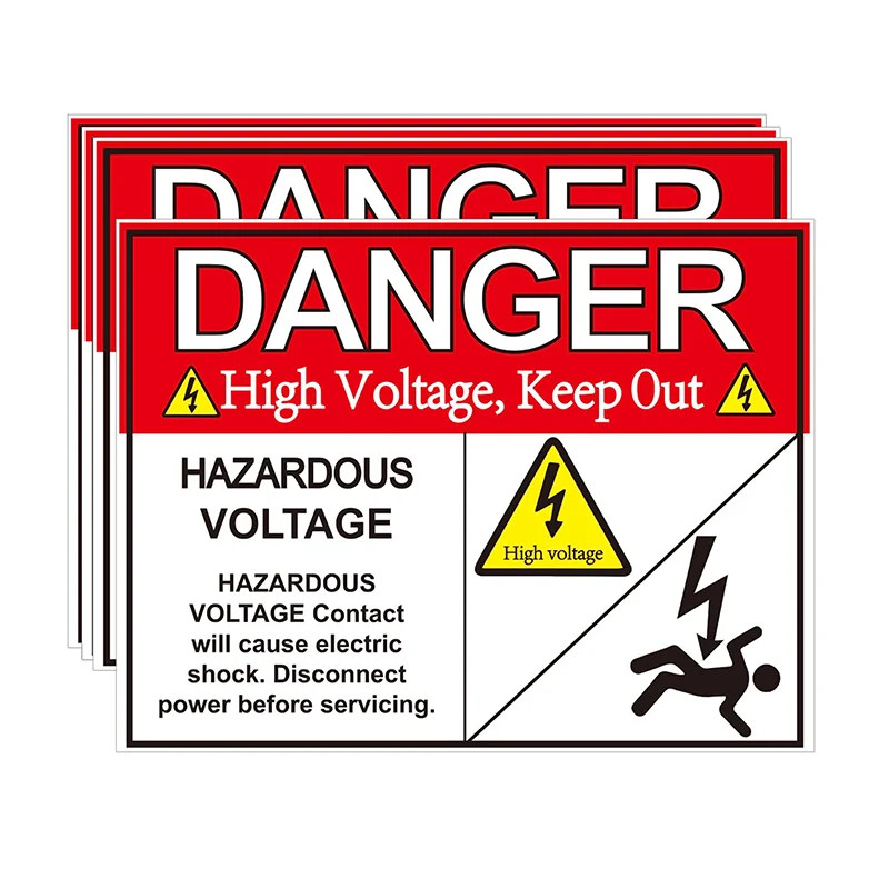 Hazardous Voltage Safety Warning Sticker Danger Voltage Warning Keep Out Label Decal Vinyl Adhesive High Voltage Electrical Safe