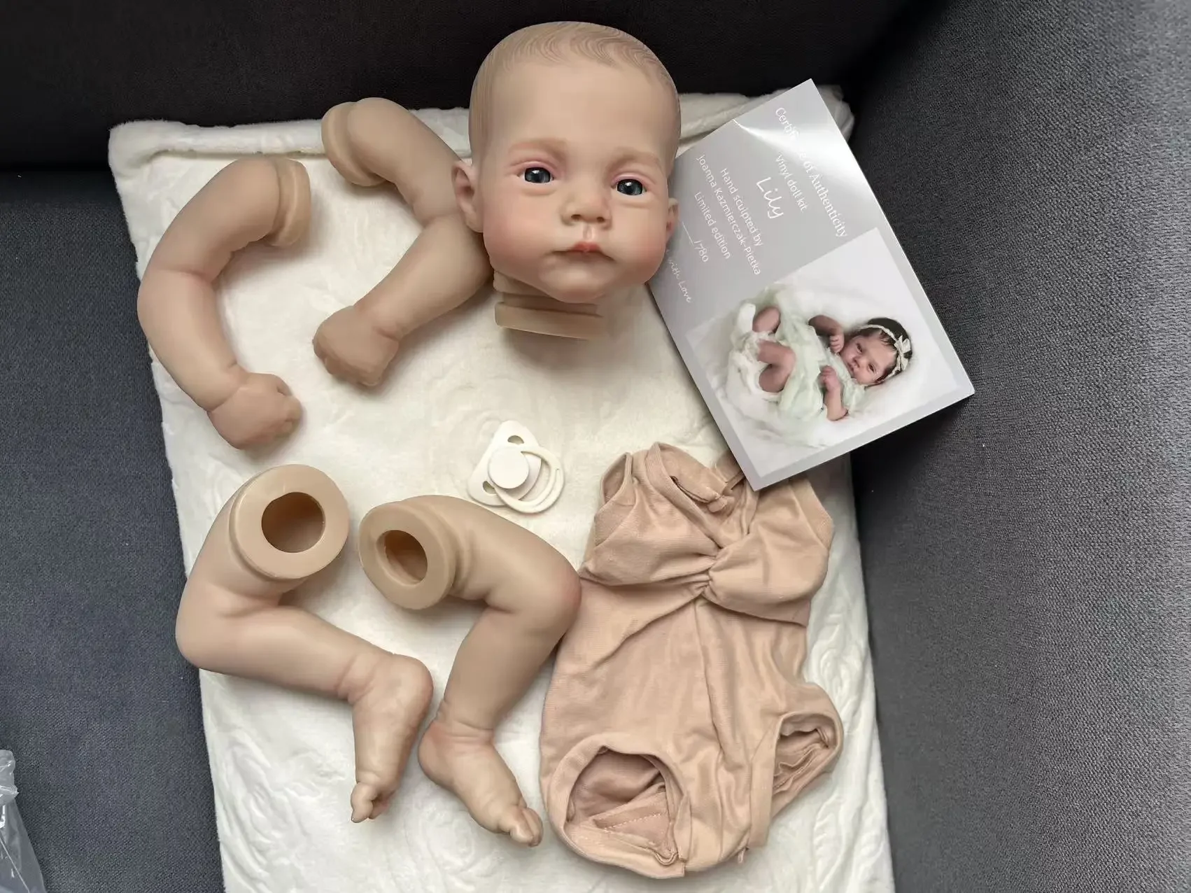 19inch Reborn Doll Kit Lily Awake Baby Hand-detailed Painting 3D Skin Hand Painted Doll Parts Muñeca Kit Reborn COA included