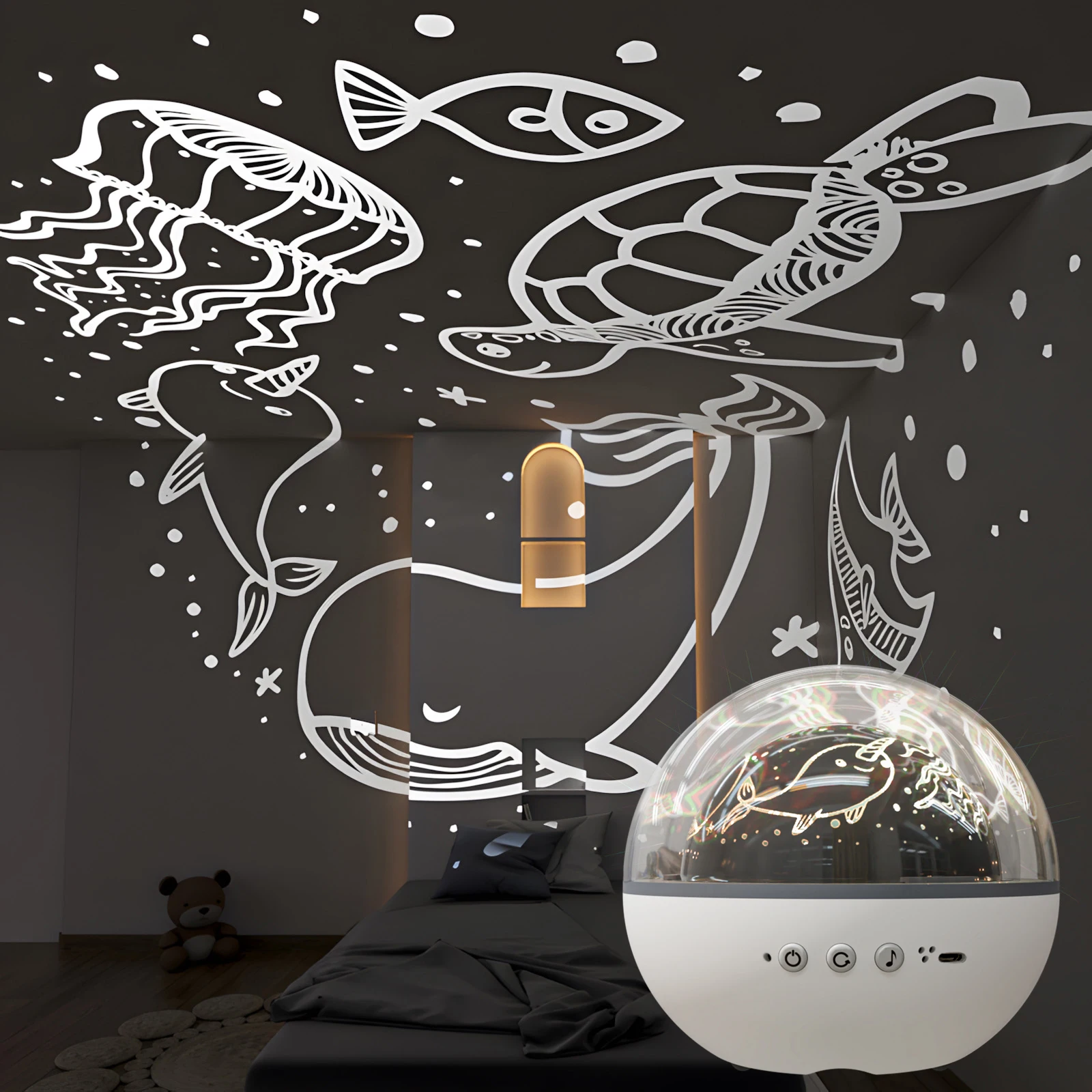 Star Projector Night Light for Kids, 6 Films Rotating Projection Lamp USB Rechargeable Romantic Bedroom Decor Birthday Christmas