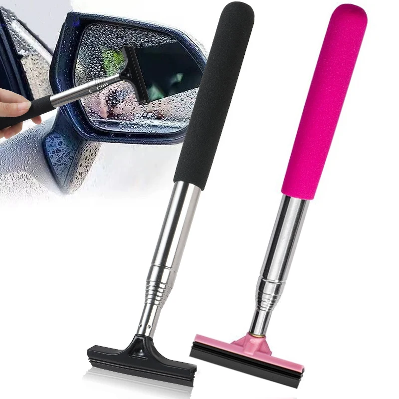 Car Rearview Mirror Wiper Handheld Telescopic Squeegee for Car Window Glass Portable Water Cleaner Rod Retractable Wiper Brush