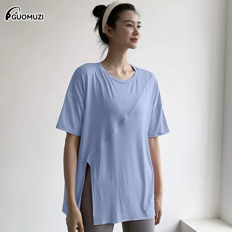

Summer Women's Loose Yoga Shirt Fitness Top Quick Dry Sports Shirt Short Sleeve Running Shirt Yoga Plus Size Fitness T-shirt