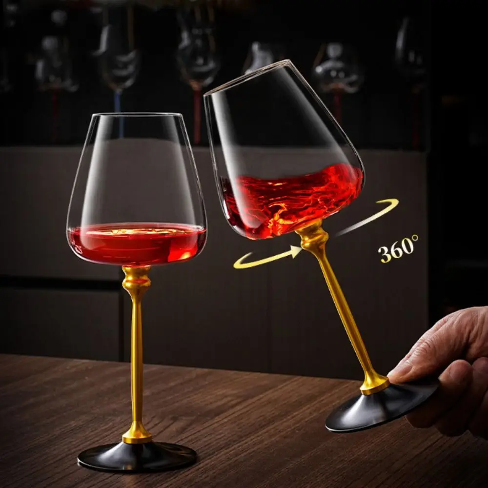 

Unique Clear Rotating Glass Wine Glasses Ergonomic Holder 500ml Crystal Goblet Thickened Base Wine Decanter Glass Cup Whiskey