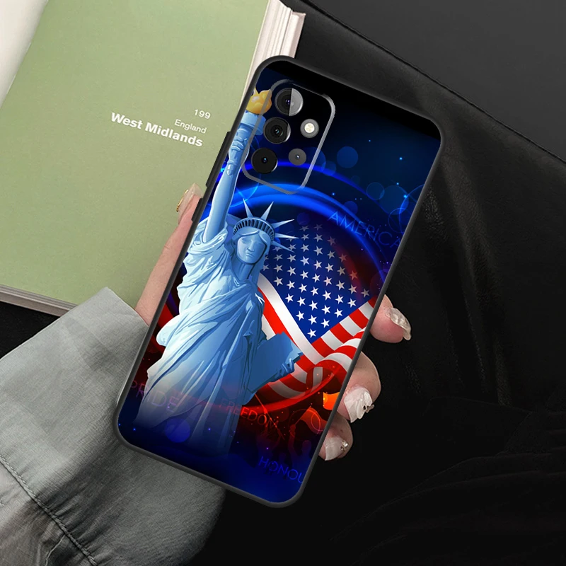 America Flag Statue of Liberty Case For Samsung Galaxy A54 A34 A14 A12 A22 A32 A52 A72 A51 A71 A50 A13 A33 A53 Coque Funda