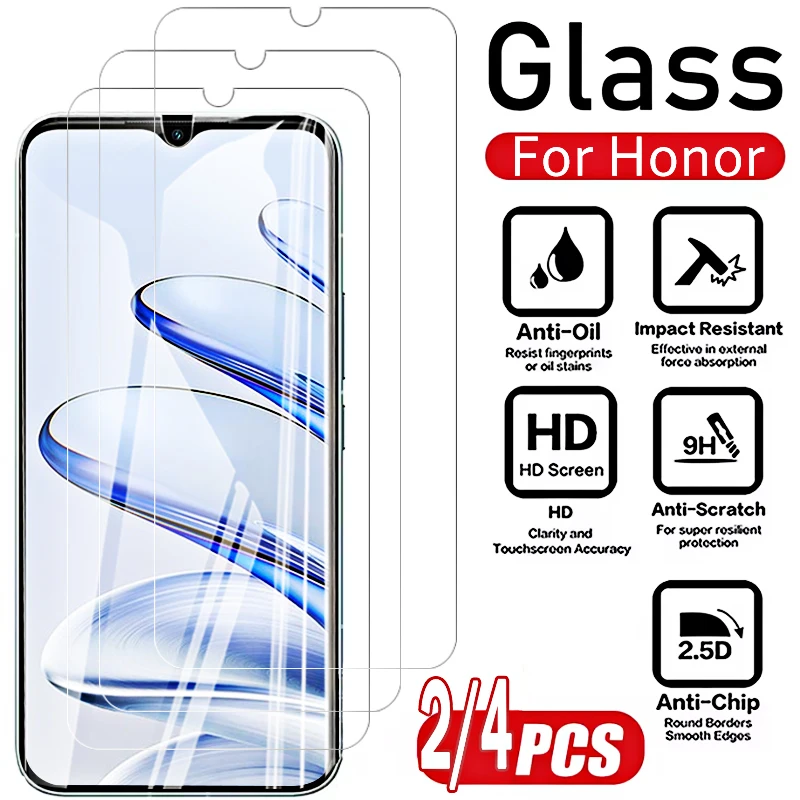 2/4PCS Verre Trempé Frontal 2.5D pour Honor 70 Lite 70Lite RBN-NX1 6.5" Protection d'Écran Anti-Rayures 9H Couverture Totale Film Transparent