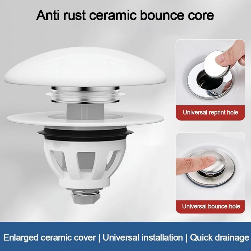 Tappo di scarico durevole tappo del filtro della vasca da bagno accessori per il bagno collettore per capelli con nucleo di rimbalzo raccordi per lavabo da cucina