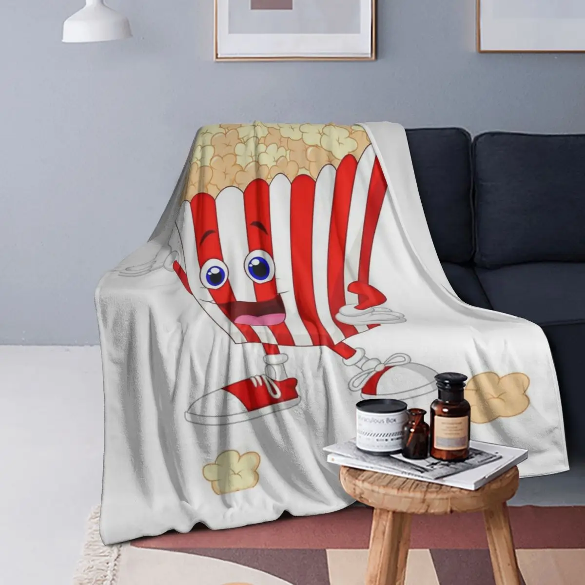 

Одеяла с героями мультфильмов попкорна, мягкое теплое фланелевое одеяло, покрывало для кровати, гостиной, пикника, путешествия, домашний диван