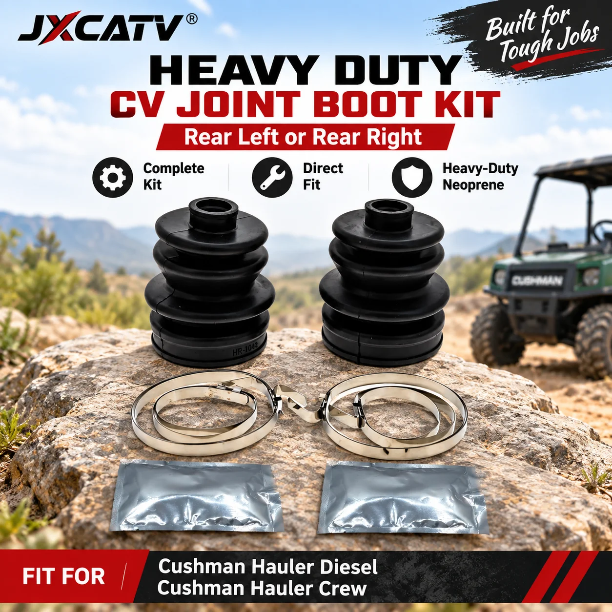 JXCATV Heavy Duty Rear CV Joint Boot Kits Replacement for Cushman Hauler Diesel EPS