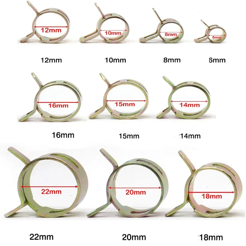 5/10/30pcs Hose Clamp Inner Diameter 5mm ~ 25mm 65MN Manganese Steel Galvanized Spring Elastic Steel Buckle Water Pipe Hoop