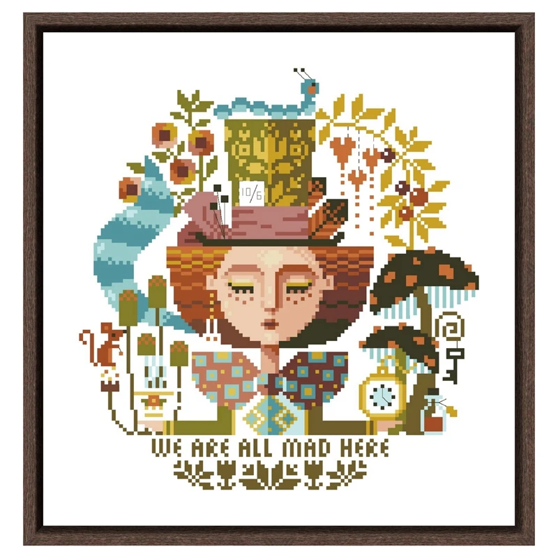 Mad Hatter Dreams cross stitch kit 18ct 14ct 11ct unprint canvas fabric cotton silk thread embroider DIY handmade needlework