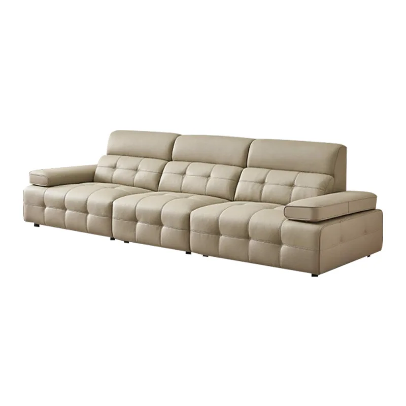 New high backrest, leather sofa first layer cowhide Italian light luxury, high-end simple living room sofa