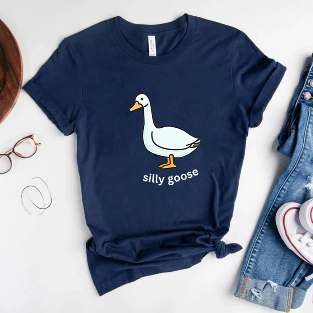 Silly Goose T-Shirt Cute Goose Short Sleeve Shirts Silly Goose University Shirt Funny Goose Tee Unisex Trendy Summer Casual Tops