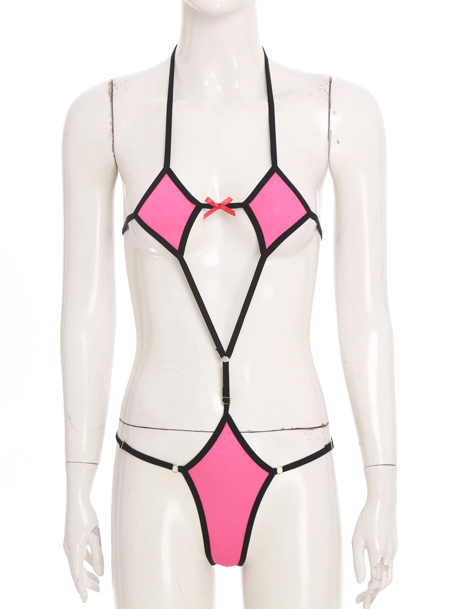 Women's Swimsuit Micro Bikini Bodysuit Swimwear Lace-up Halter Backless T-back Sling Shot One Piece Monokini Nightwear Beachwear