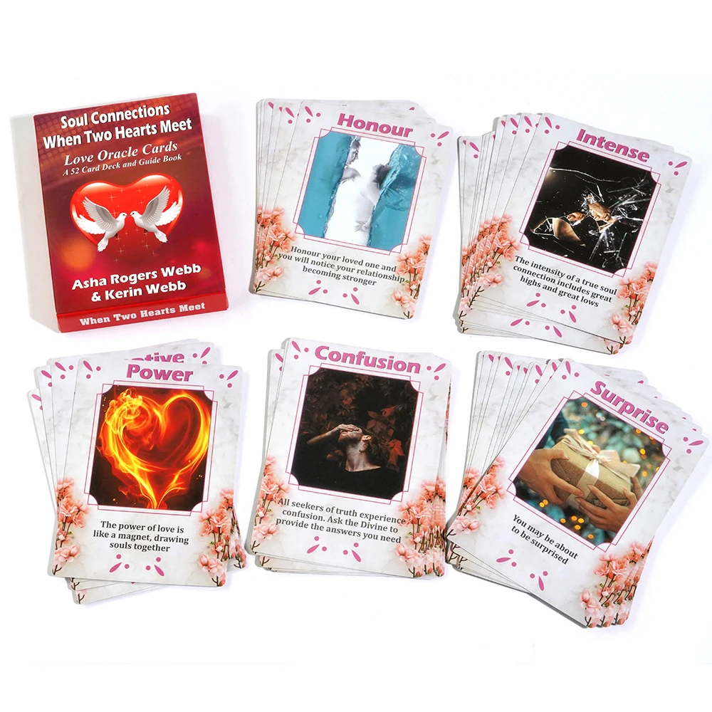 

11*6,5 см Soul Connections When Two Hearts Meet Love Oracle Cards 52 Fortune Telling Cards для пар, разговор, любовной язык