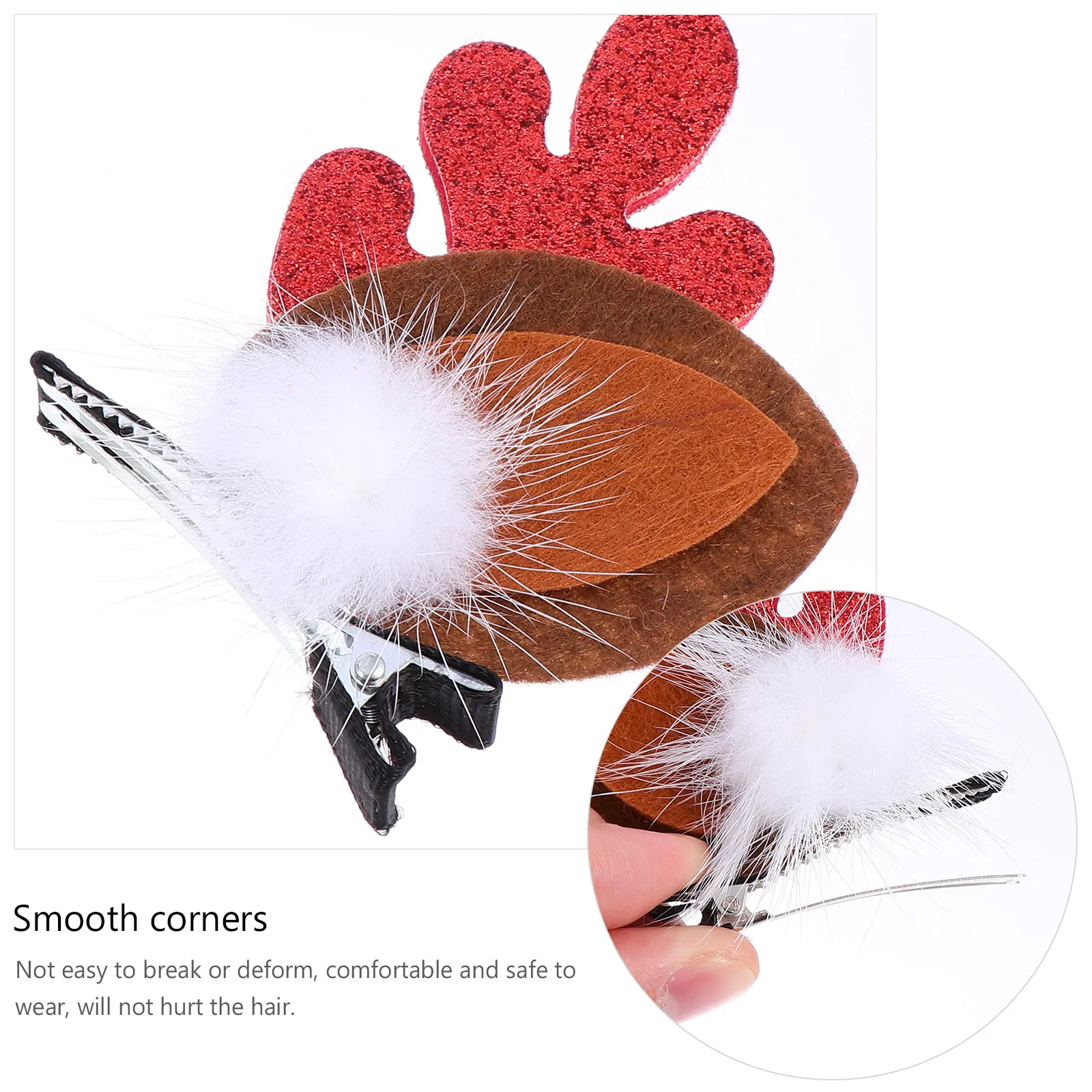 

6pcs Antler Hair Clips Christmas Headwear Kids Friendly Christmas Headdress Realistic Design Comfortable Bright