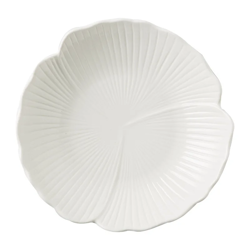 

Ceramic Plate Household 2025 New High-value Soup Plate Salad Plate Creative Pattern White Tableware Western Light Bowl