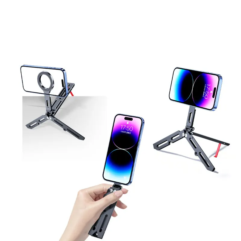 

Для портативной магнитной присоски, быстросъемная подставка для телефона, штатив для телефона, вращающийся складной штатив из алюминиевого сплава для путешествий/автомобиля/стола