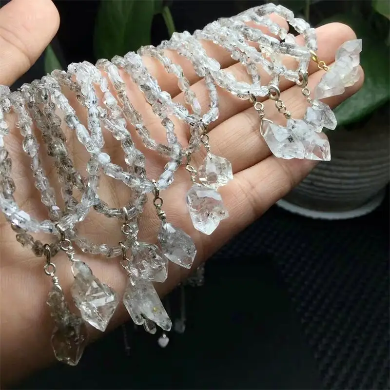 

Натуральный Herkimer Алмазный КЛАСТЕР Подвеска кристалл драгоценный камень DIY ожерелье браслет модные ювелирные изделия Исцеление Fengshui подарок 1 шт.