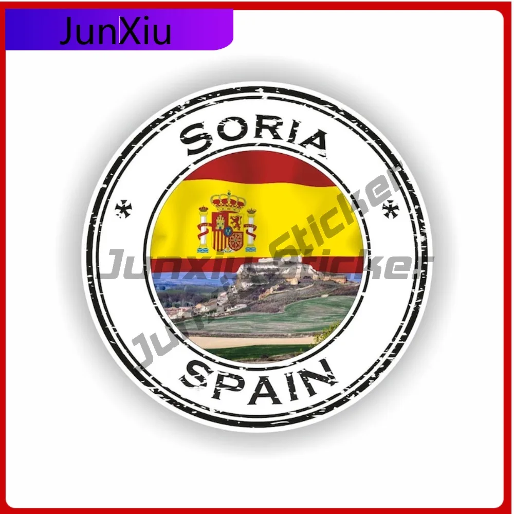

Soria Spain Seal Stylish Laptop UV Resistant Decal Sticker Round Art Sticker Durable Decal Waterproof Durable Cool Car