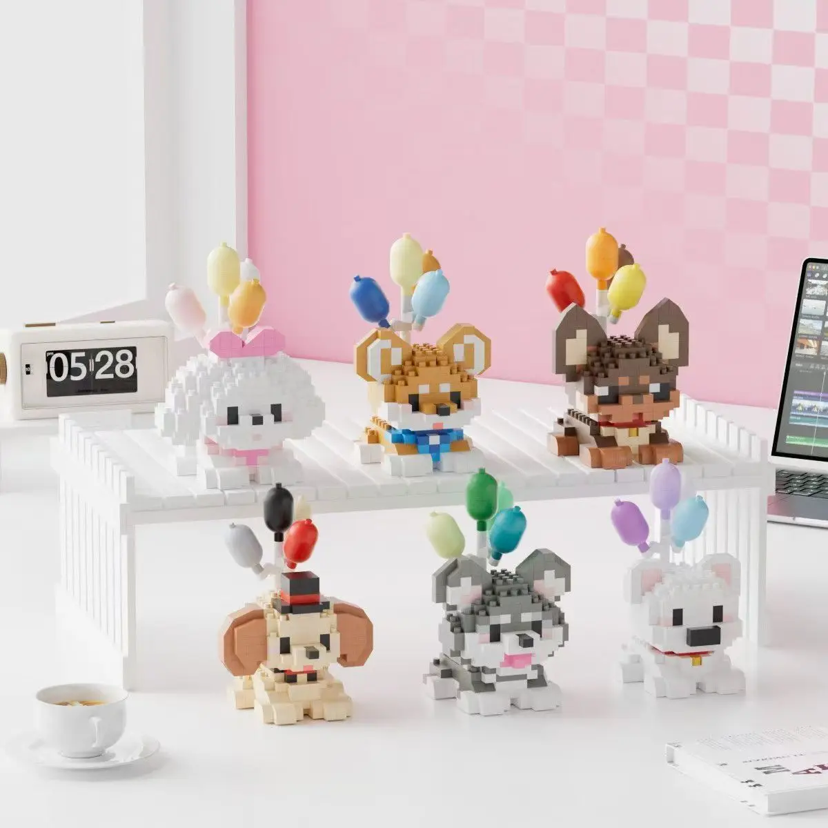 Cat Dog Micro Building Block Puzzle Animals Assembling Bricks Home Decoration Diy Toys for Children 6 to 12 Years Kids Girl Gift