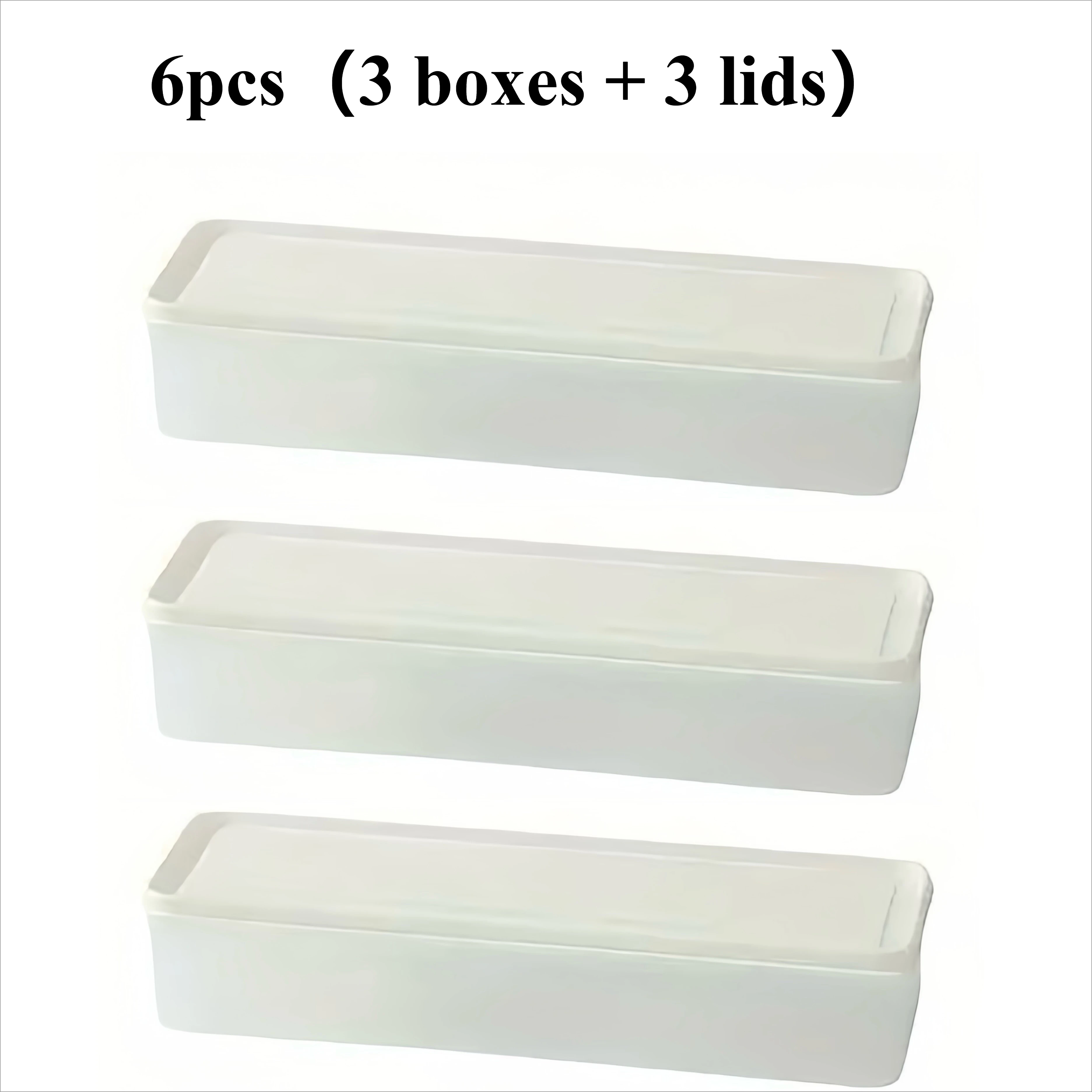 Food Storage Essentials - 蓋付き食品グレードプラスチック保存容器6個（蓋3個+容器3個） - ネギ、コリアンダー、生姜、ニンニク、麺、卵用の積み重ね可能な保存ボックス - キッチン必需品