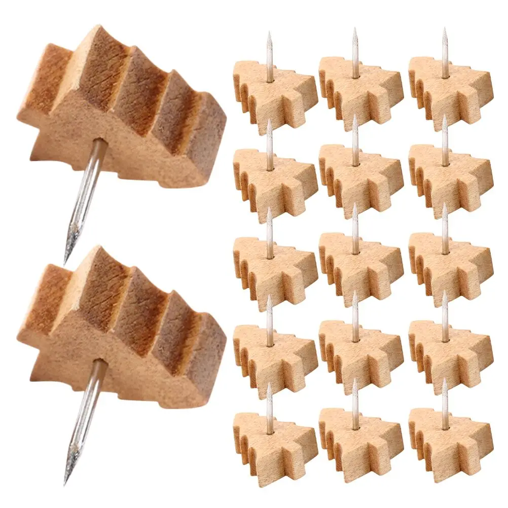 80 Pcs Tree Pattern Wooden Push Pins Decorative Cork Board Photo Wall Message Board Thumb Tacks Office Craft Project