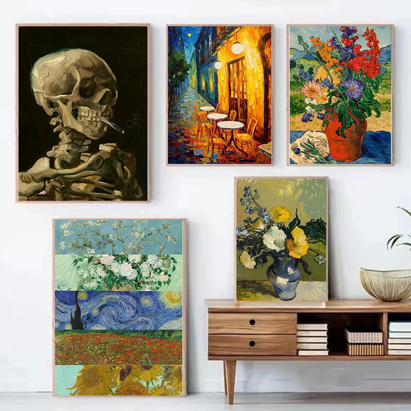 Van Gogh Classic Famous Painting Almond Blossom Posters And Prints Starry Night Canvas Art Vintage