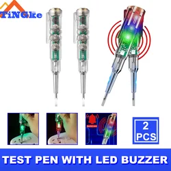 Test Pen With Led Buzzer Ac24-250V 3.5Mm High Brightness Three Light Color Light Built-In Buzzer Screwdriver Test Pen