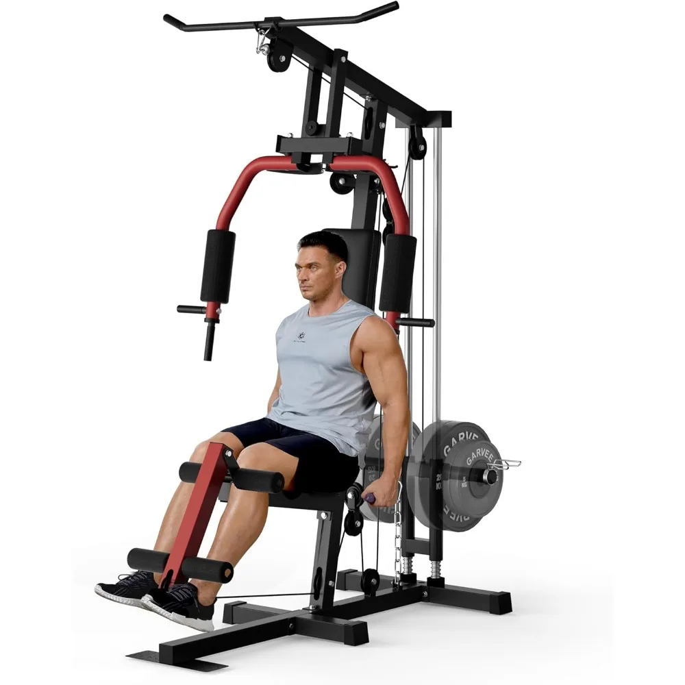 

Multifunctional Home Gym Equipment - 300LBS Full Body Workout Machine with LAT Pulldown, Chest Press & Leg Extension