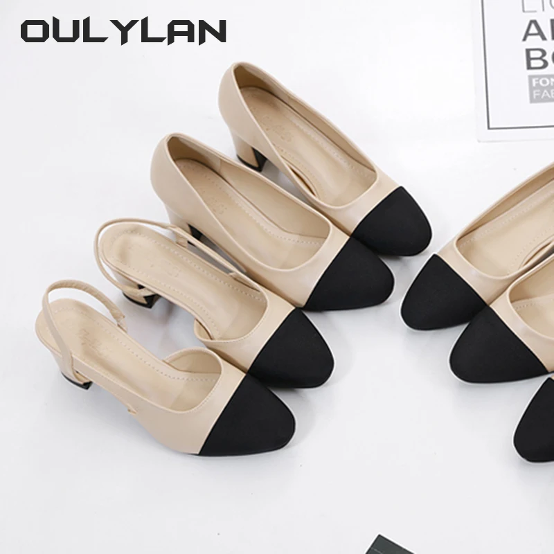 Women Shoes Summer Woman Basic 2024 Fashion Sandals Sandals High Heels Shoes Two Color Splicing Classic Work Sandals Shoe