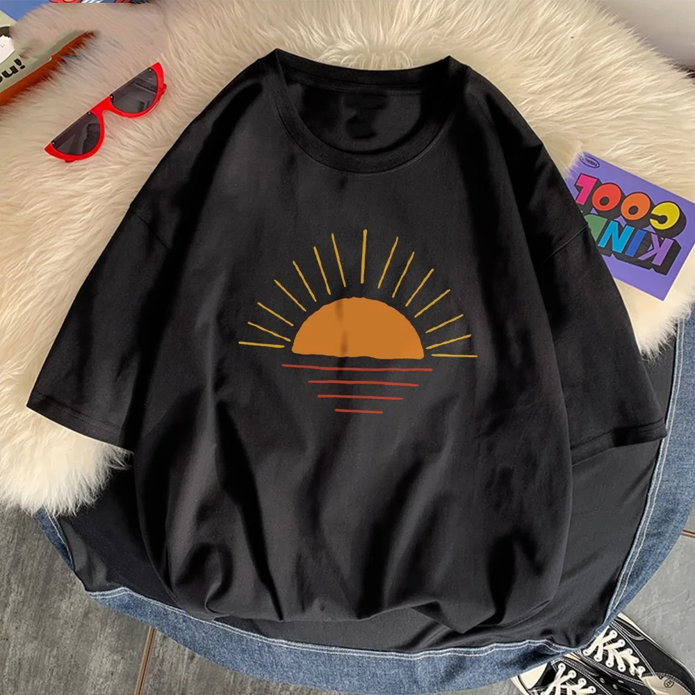 

2025 new Men's Sunset on the Coastline Graphic Tee Shirt High-Quality Cotton Fashion kid Short Sleeve Personality T-Shirt