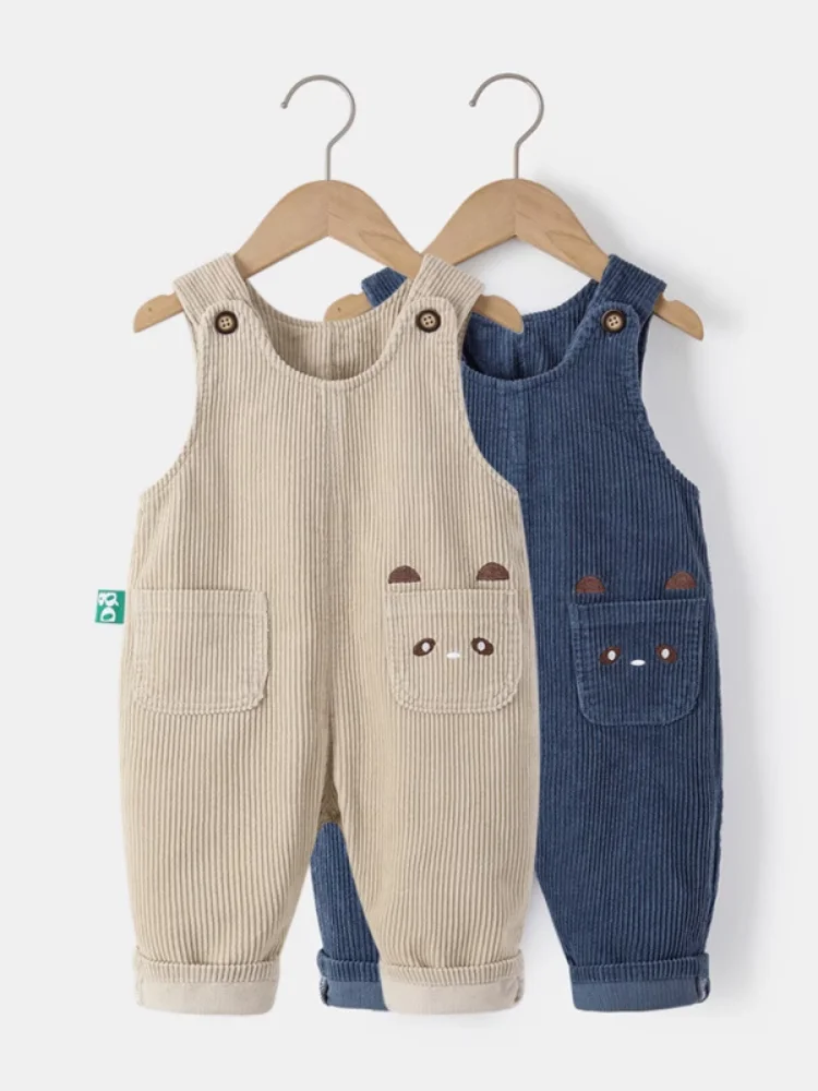 

Thick Corduroy Baby Bib Overalls Spring Autumn Style for to 4 Years Old Girls Boys Infants Blue Striped Pants Cute Kids