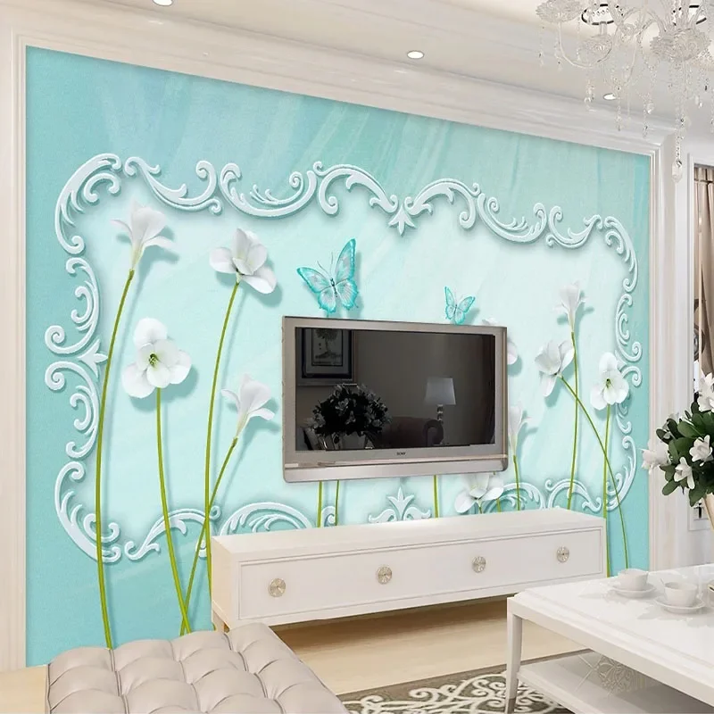 Custom 3D European Retro Butterfly Flower Background Mural Wallpaper For Bedroom Walls Tapety Papel De Parede Fresco Home Décor