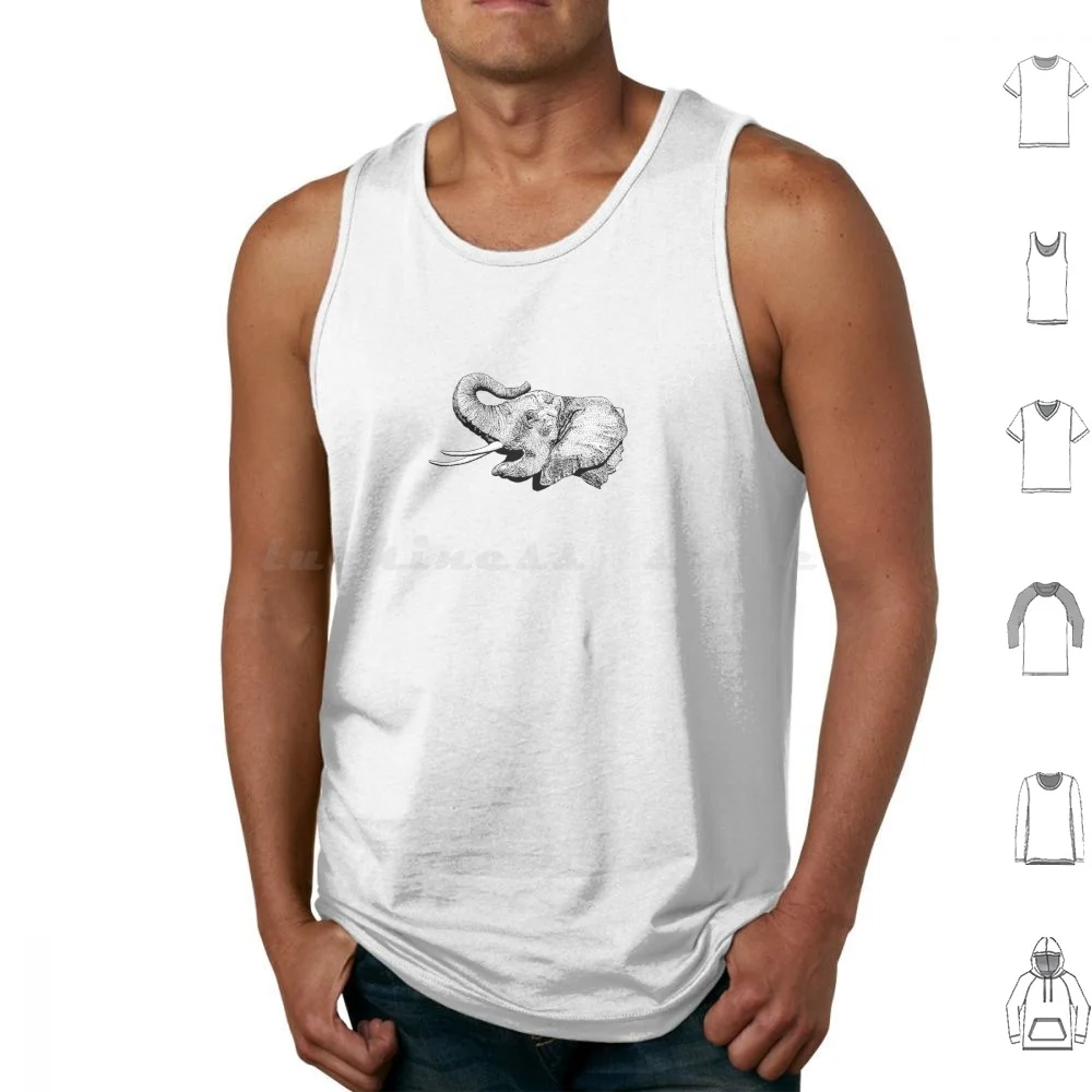 Elephant Tank Tops Vest Sleeveless Elephant Animal Dinosaur Contrast Head Matt Leckie