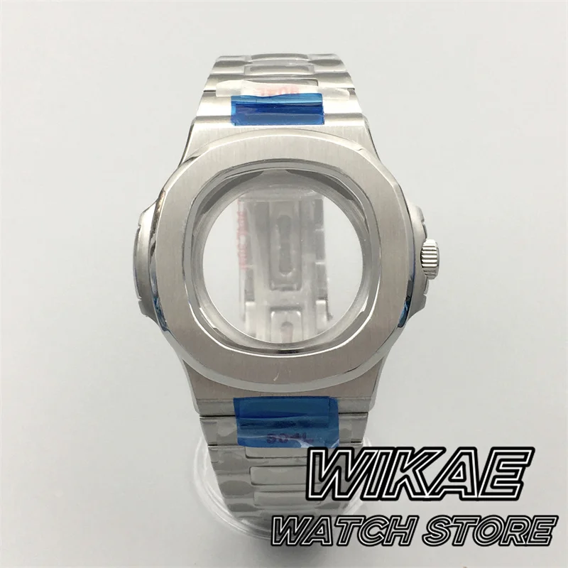 40mm Two Tone Silver Rose Gold Square Watch Case Sapphire Glass With Band For NH34 NH35 NH36 NH38 Movement Watch Modified Parts
