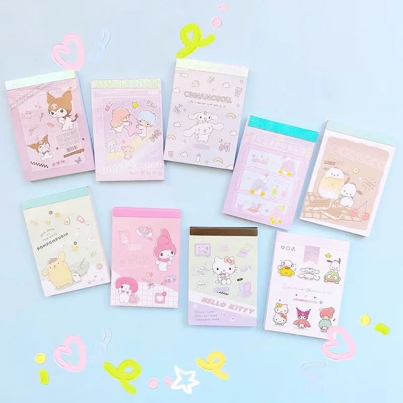 Sanrio Little kitty crosollメモ帳、付箋、文房具ラベル、メモ帳プランナー、ステッカーポスト、学用品、ロットあたり24個