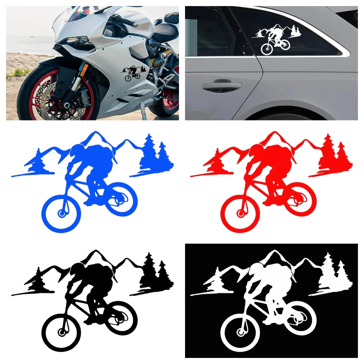 

Mountain Bike Trail Riding Model, PVC Self-Adhesive Stickers for Car, Motorcycle, and Laptop
