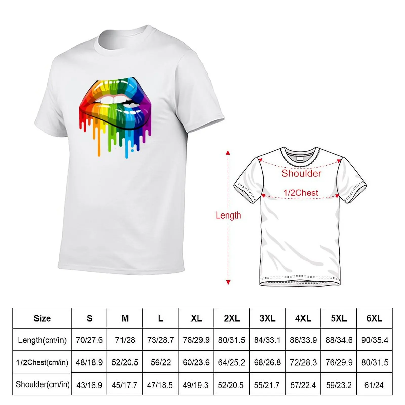 Rainbow Lips T-Shirt t shirt man luxury cotton t shirts high quality T-Shirt