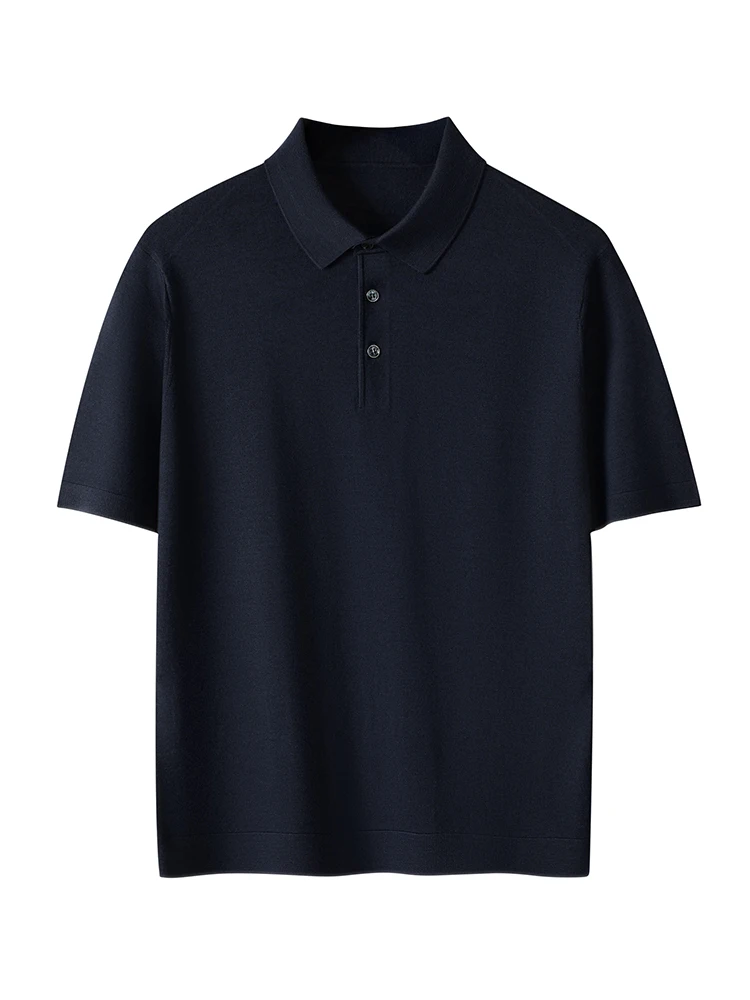 Choice Men's Polo T-shirt Smart Casual Sweater Wool Short Sleeve Pullover Spring Summer 100% Merino Wool Knitwear Fashion Tops