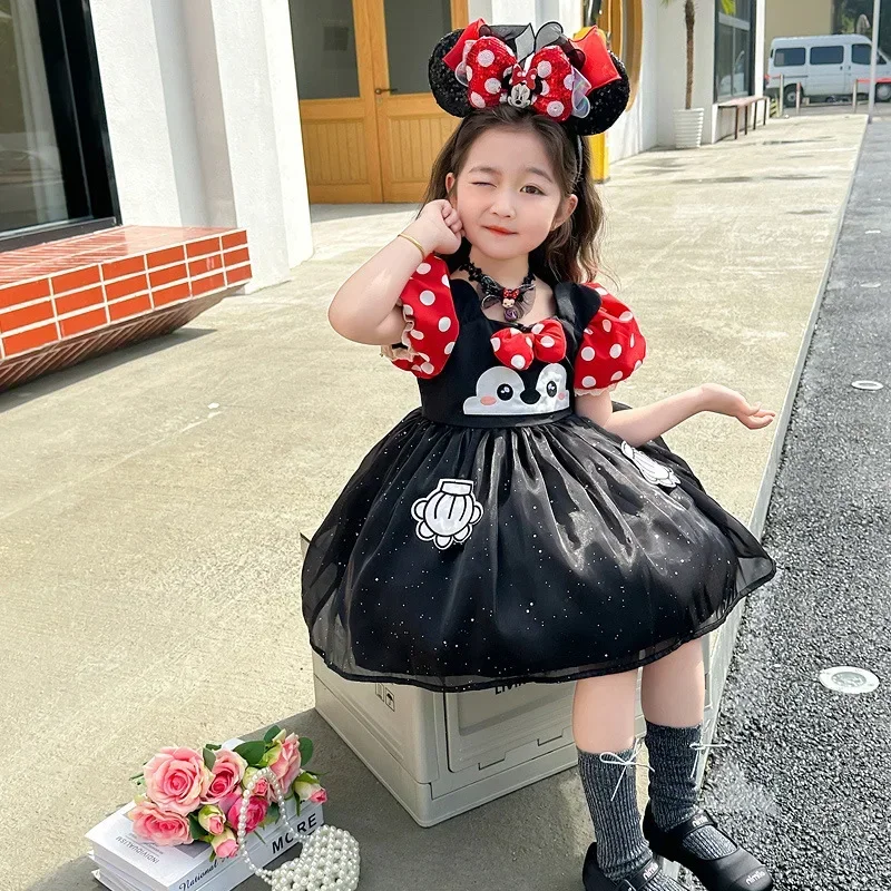 Disney Mickey's new girls' Lolita princess dress, bow polka dot festival performance, birthday dress, tutu skirt