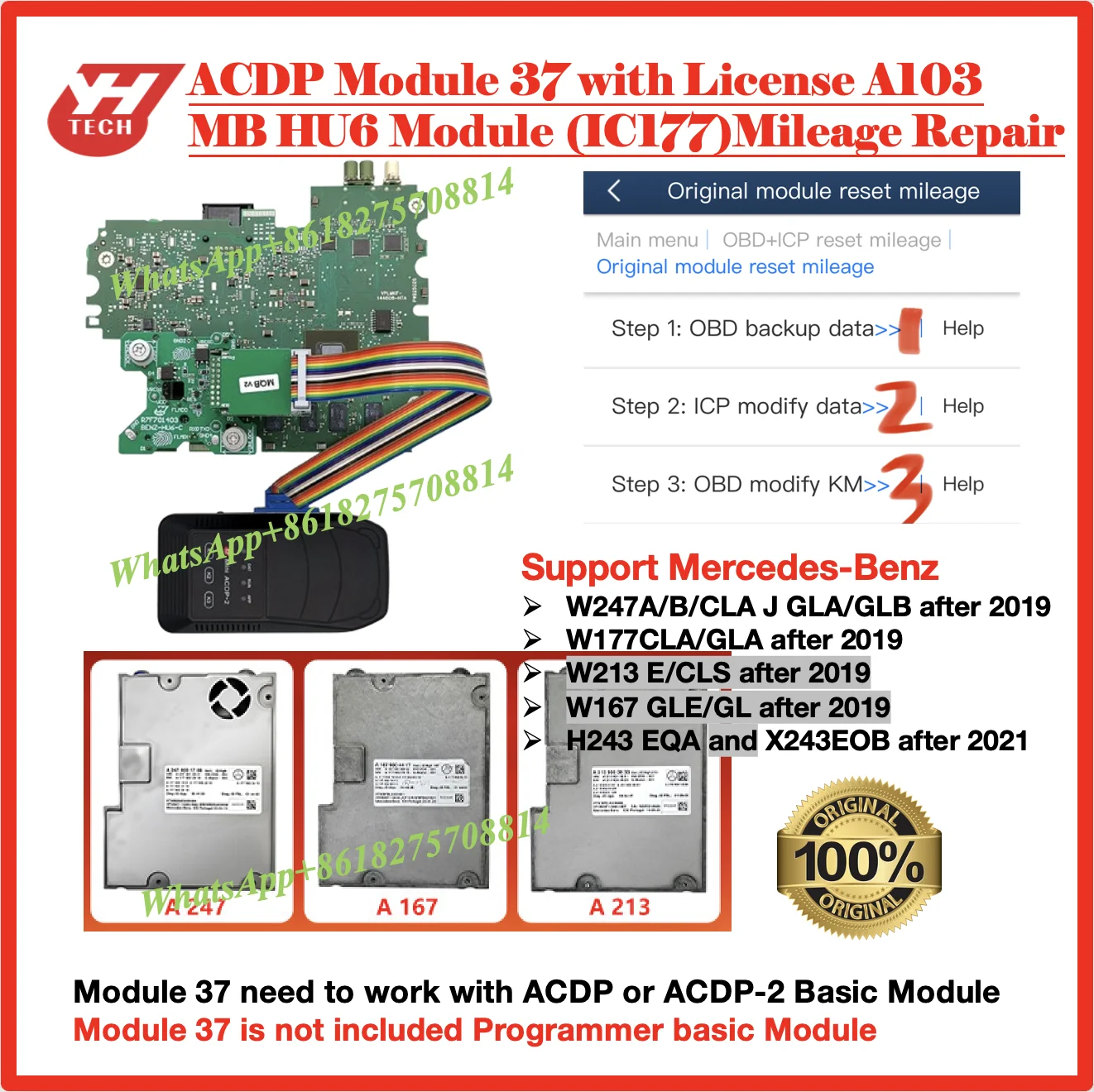 Yanhua Mini ACDP Module 37 for Mercedes W247 W167 W213 HU6 instrument Module IC177 mileage repair