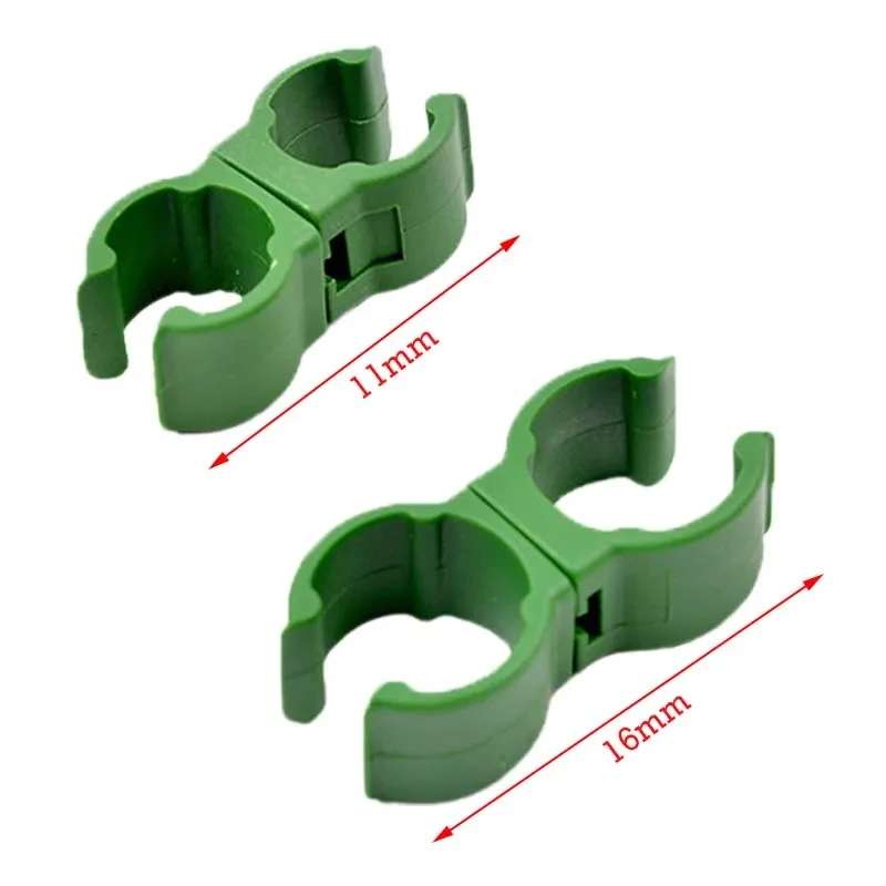 100Pcs 11/16mm Green Plastic Fixing Clips 360 Degree Plant Grafting Support Rod Connection Clamps Greenhouse Bracket Fasteners