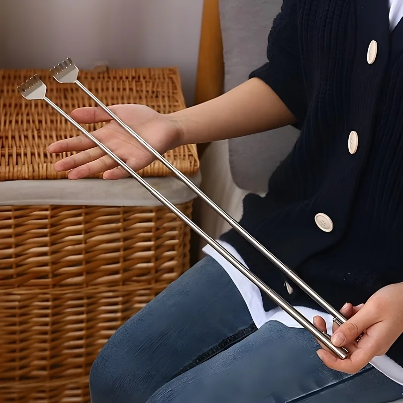 2pcs Extendable Back Scratcher for Men Portable Telescopic Metal Back Scratchers Back Hand Massager for Birthday Christmas Gifts view 4