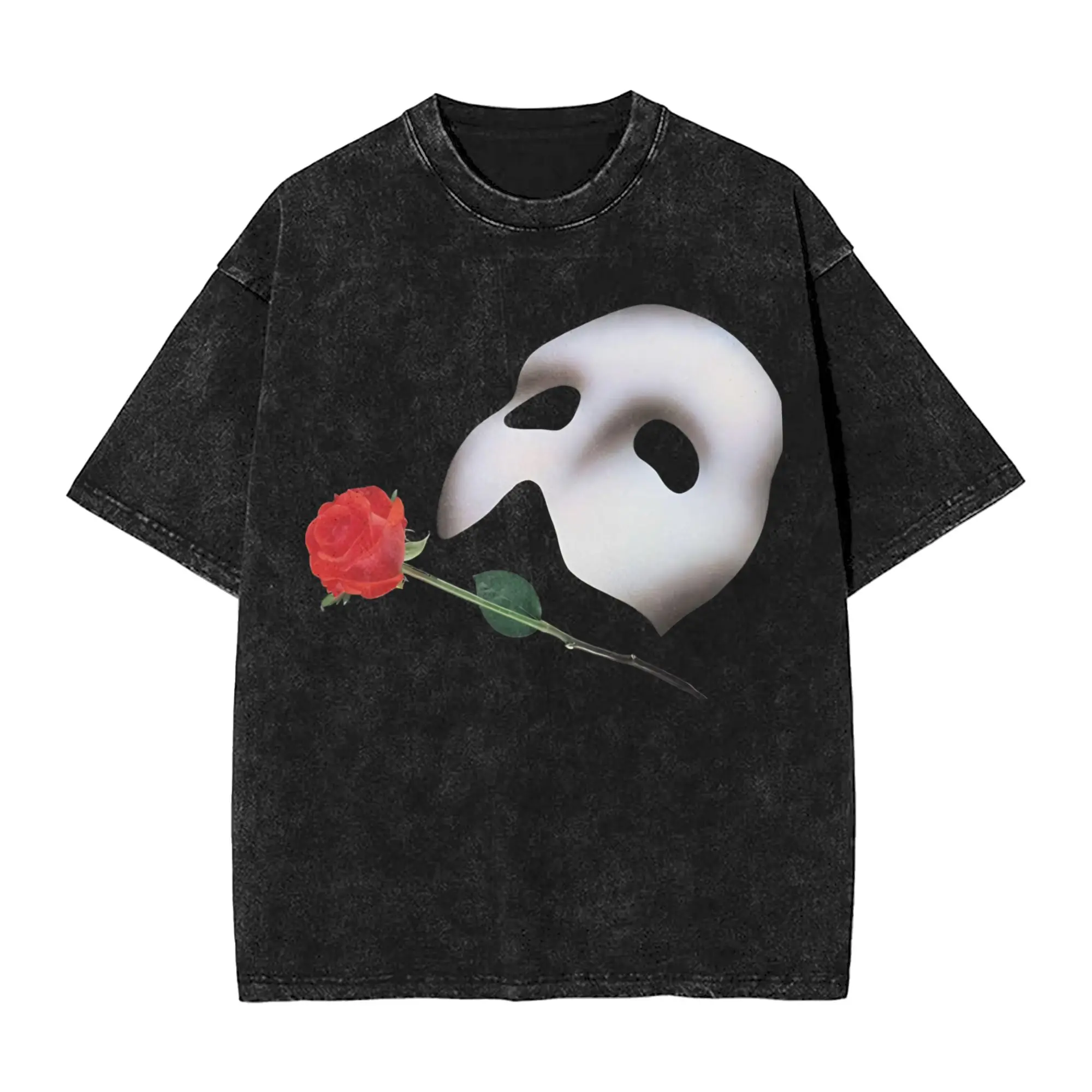 Phantom of The Opera T Shirts Hip Hop Washed Short Sleeve Harajuku T-Shirt  Casual for Men Women Streetwear Graphic Printed Tees